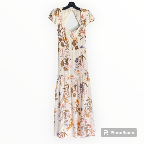 NWT Reformation Myah Floral-Printed Maxi Dress in Frolic Back Cut Out Size 0 - Picture 3 of 5